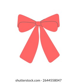 Flat red bow with a charming and delicate look. Use for holiday cards, feminine branding, or baby decor.