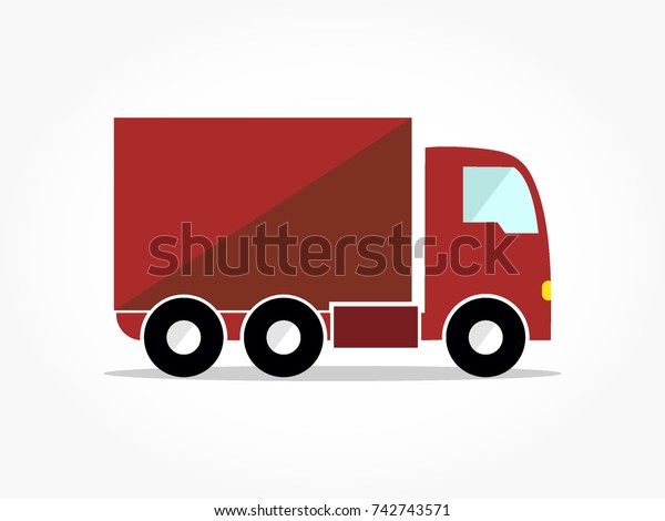 flat red box truck\
car icon cartoon vector