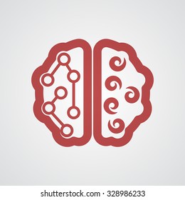 Flat red Brain icon 