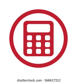 Flat red Calculator icon in circle on white