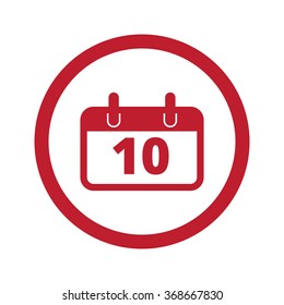Flat red Calendar icon in circle on white