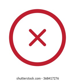 Flat red Cancel icon in circle on white