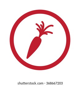 Flat red Carrot icon in circle on white