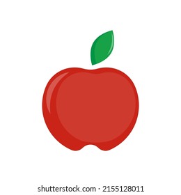 Manzana de caricatura roja plana. Signo de hoja de planta. Buena comida. Ilustración vectorial. imagen de stock. 