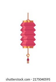 flache rote chinesische Lampe auf Weiß