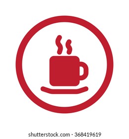 Flat red Coffee icon in circle on white