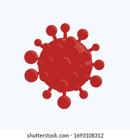 Flat Red Corona Virus with Light Shade on White Background