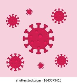 Ilustración vectorial del virus de la corona roja plana, vector de arte, diseño del logotipo del icono del virus