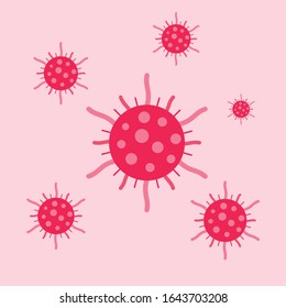 Flat red corona virus vector illustration, art vector, virus icon logo design