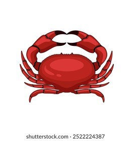 Caranguejo vermelho plano isolado sobre fundo branco - ilustração vetorial. Ícone de animal com garras. Design de produtos do mar