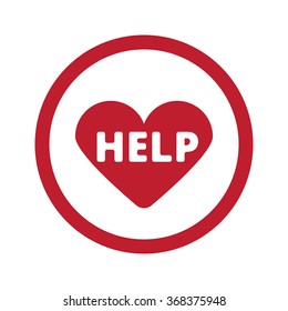 Flat red Defibrillator  icon in circle on white