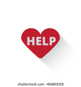 Flat red Defibrillator  web icon with long drop shadow on white