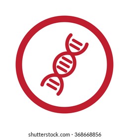 Flat red Dna icon in circle on white