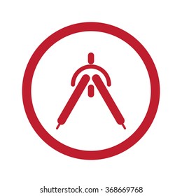 Flat red Drafting Compass icon in circle on white