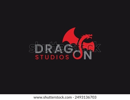 flat red dragon logo design