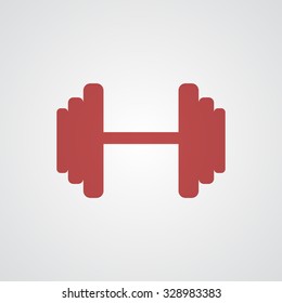 Flat red Dumbbell icon 