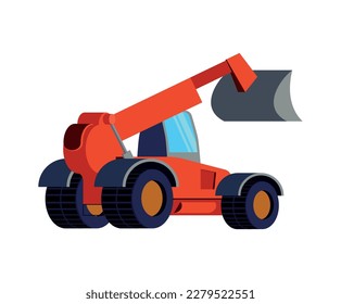 Flat red excavator icon vector illustration