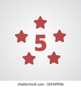 Flat red Five Star icon 
