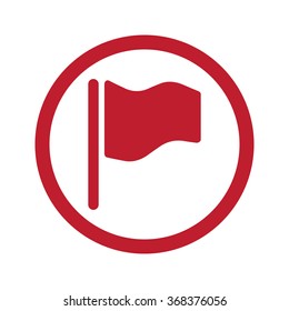 Flat red Flag icon in circle on white