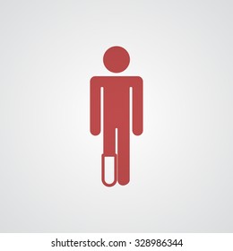 Flat red Foot icon 