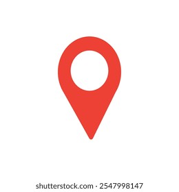  flat red geolocation icon, red location icon on transparent background, pin location pointer