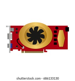 Flat red and gold videocard pci-express