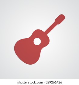 Flat red Guitar icon 
