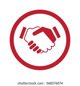 Flat red Handshake Agreement icon in circle on white