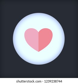 Flat red heart in dark background