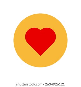 Flat red heart icon centered inside yellow circle on white background for app design or emoji use