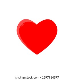 Flat Red Heart Icon Isolated on White Background. Vector EPS 10 illustration.