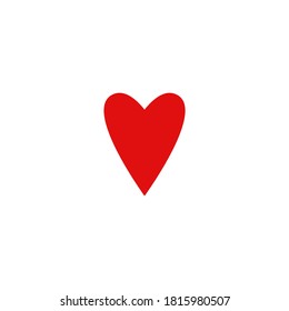 Flat red heart isolated on white background. Love, romantic icon. Best, favorite, like flat icon. isolated on white. Vector cartoon illustration. 