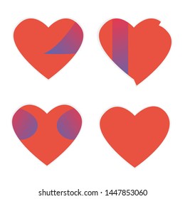 flat red heart love vector