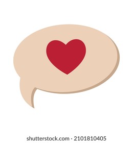 Corazón rojo plano en el símbolo de burbuja de voz ilustración vectorial