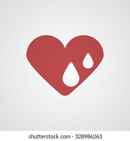 Flat red Heart Water icon 