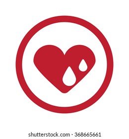 Flat red Heart Water icon in circle on white