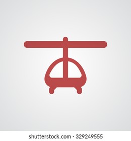 Flat red Helicopter icon 