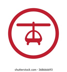 Flat red Helicopter icon in circle on white