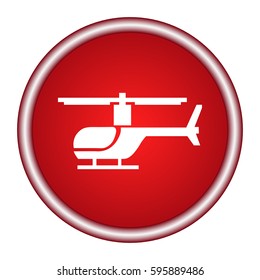 Flat red Helicopter icon in circle on white. Vector illustration.
