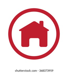 Flat red Home icon in circle on white