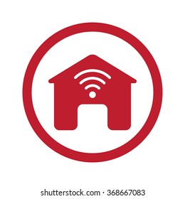 Flat red Hospital icon in circle on white