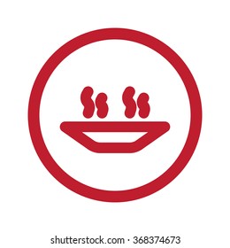 Flat red Hot Meal icon in circle on white