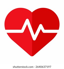 A flat, red icon depicting a heartbeat pulse. Suitable for medical, healthcare, or emergency-related designs requiring a symbol of life or vitality.