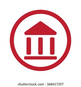 Flat red Institution icon in circle on white
