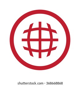 Flat red International  icon in circle on white