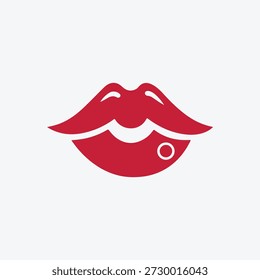 Flat Red Kissing Lips Icon Vetor