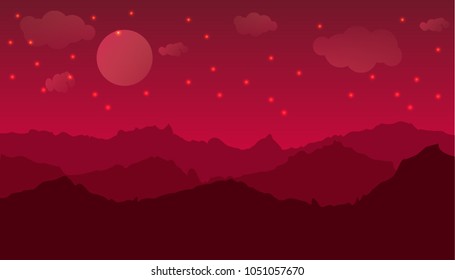 Flat red landscape