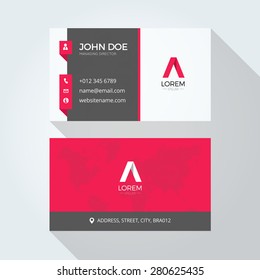 Flat Red A Letter Logo Business card template