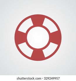 Flat red Life Buoy icon 