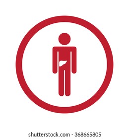 Flat red Liver icon in circle on white